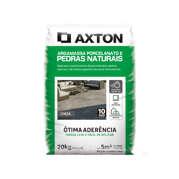 Argamassa ACII Porcelanato Interno e Externo 20kg Cinza Axton